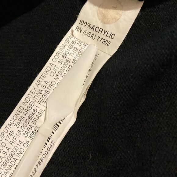 Zara Black Knit Fuchsia Embroidery Dress Size L Made in Morocco RN USA#77302 - Picture 9 of 10